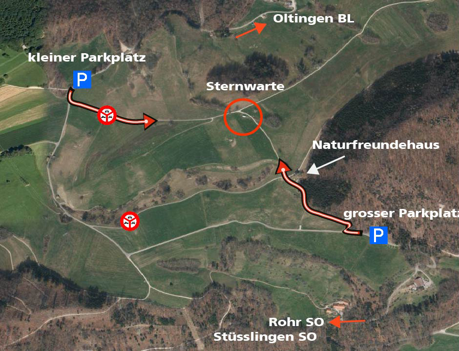 Anfahrt Sternwarte Schafmatt